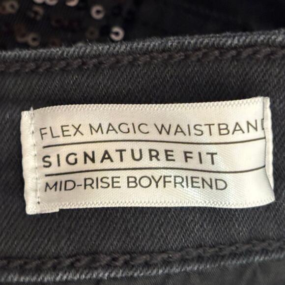 NWT Lane Bryant Signature Fit Boyfriend Sequin Pants Black Mid Rise SZ 24 Curvy - Picture 14 of 16